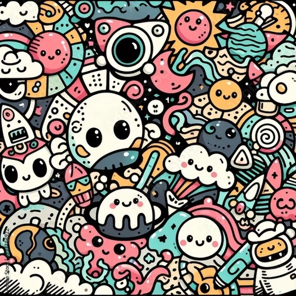 Fototapeta Creative cartoon doodle art