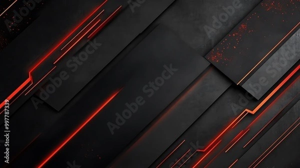 Fototapeta Abstract Black and Red Geometric Design