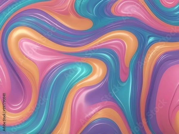 Fototapeta abstract pastel Holographic wavy twisted shape trendy design element for Christmas background