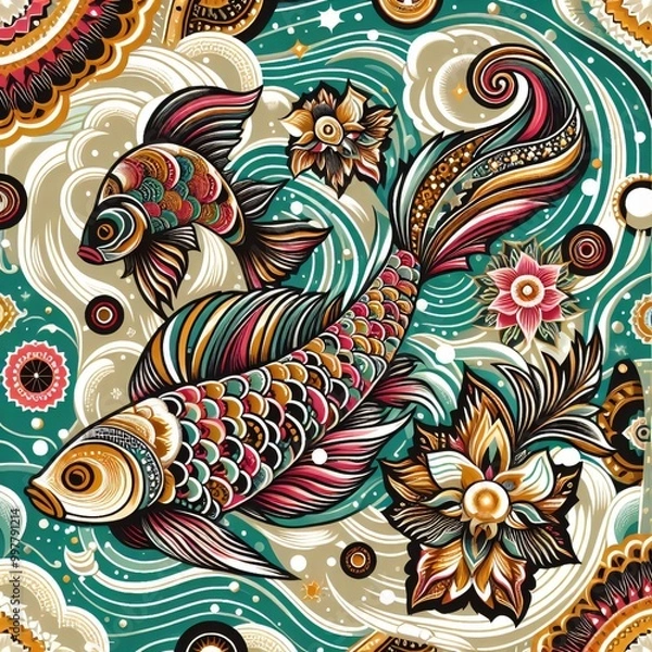 Fototapeta Creative koi fish art