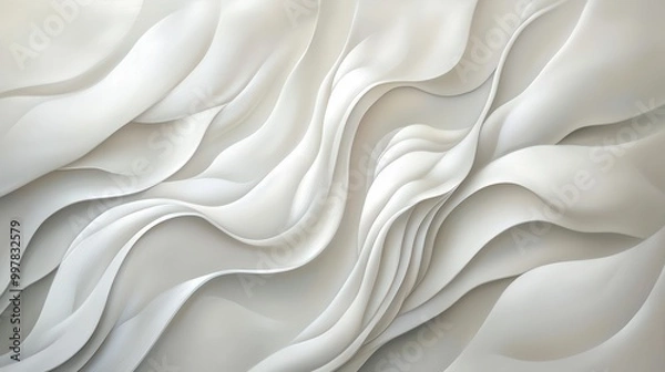 Fototapeta Abstract White Waves Wallpaper. Soft, flowing waves in various shades of white and off-white.