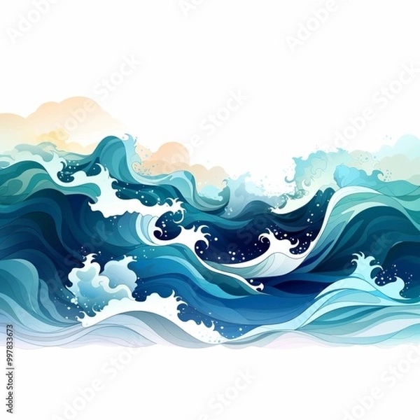 Fototapeta 
The blue and white waves in this piece flow with a gentle, abstract rhythm.