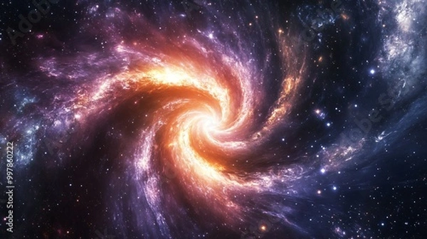 Obraz A swirling, cosmic vortex of gas and dust, illuminated by the bright light of a distant star.