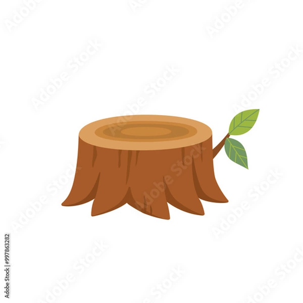 Obraz Tree stump isolated on white background.
