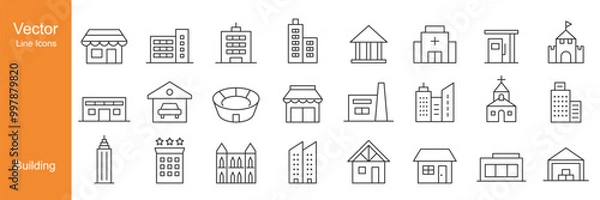 Fototapeta Building Icons - Vector Line. Editable Stroke.