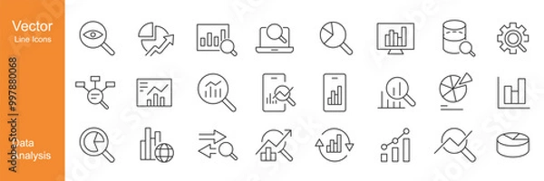 Fototapeta Data Analysis Icons - Vector Line. Editable Stroke.