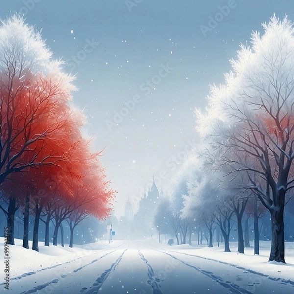 Fototapeta winter landscape with trees