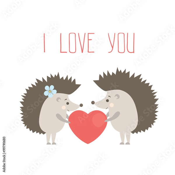Fototapeta vector hedgehogs in love