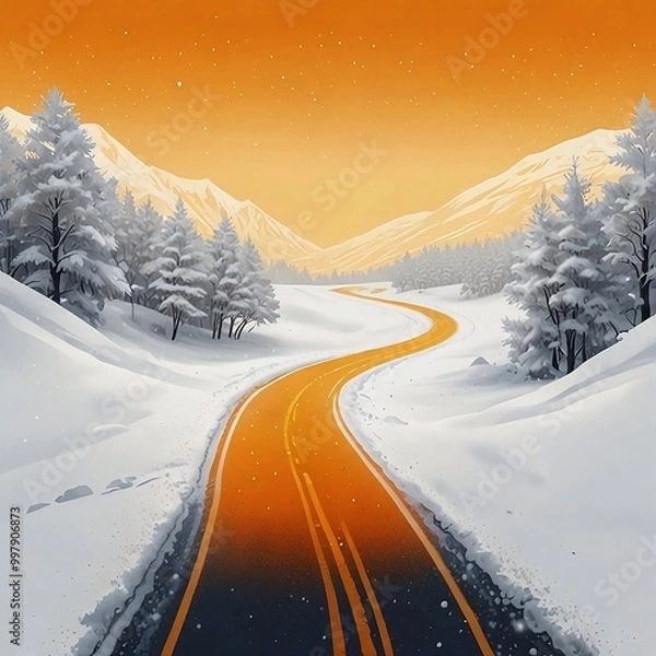 Fototapeta road in winter