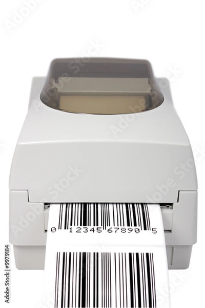 Obraz barcode label printer, isolated on white