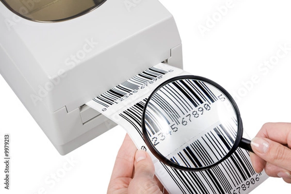Obraz barcode label printer, isolated on white