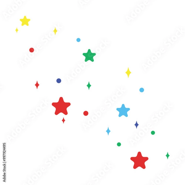 Obraz Effect Stars Pattern. Independence Confetti Postcard. Color Starfall Carnival Background.
