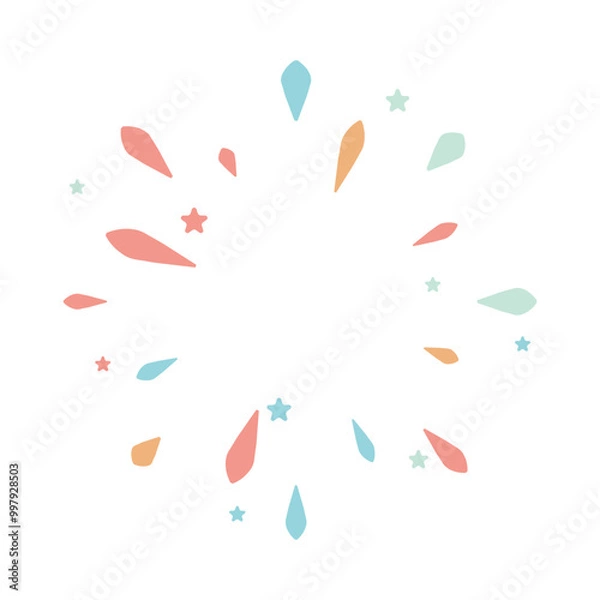 Fototapeta Colorful fireworks in cute cartoon style