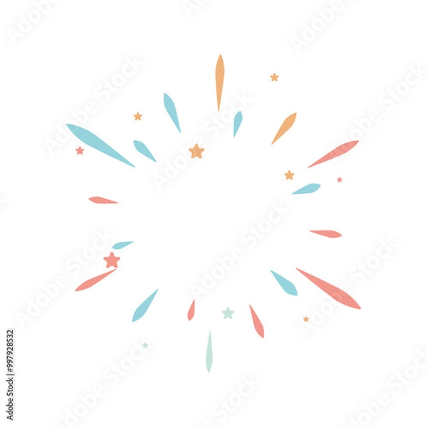 Fototapeta Colorful fireworks in cute cartoon style