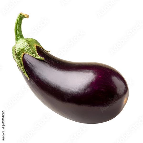 Obraz Freshly harvested eggplant with a glossy purple exterior on a transparent background for culinary use and recipes