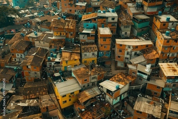 Fototapeta ai generative poor housing drone view