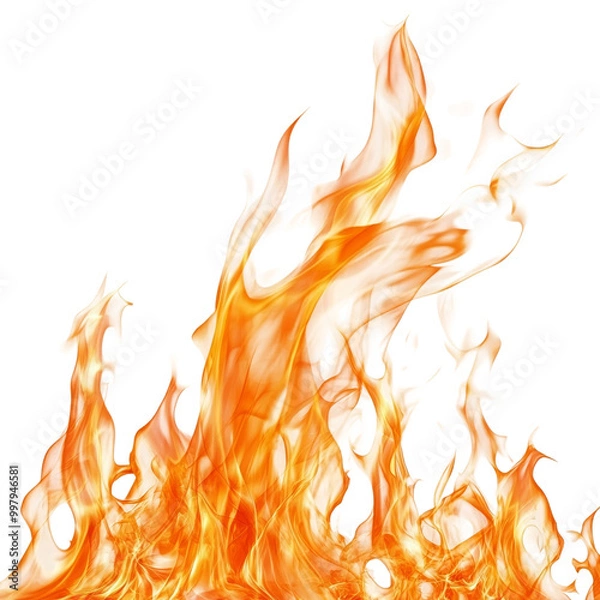 Obraz Dynamic and vibrant flames rising against a transparent background, creating an intense visual effect suitable for various design projects