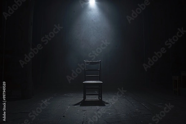 Fototapeta ai generative chair in dark room with spotlight