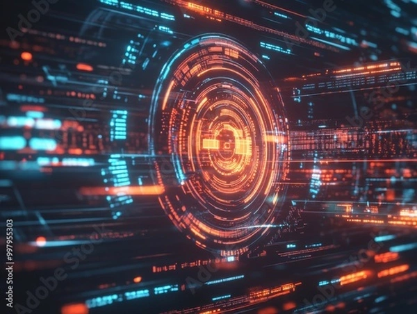 Fototapeta 2408 81.A glowing command prompt enters instructions to generate an AI-driven business solution, with futuristic digital elements swirling around the screen. The AI responds, highlighting its role in