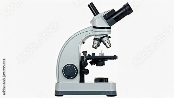 Fototapeta Modern Microscope side view isolate on transparency background,and PNG and white background""