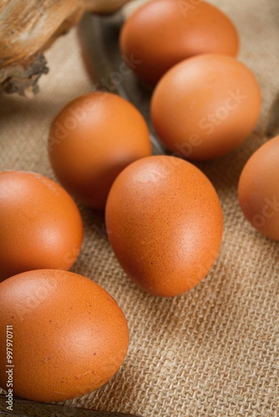 Obraz Chicken eggs on a light background
