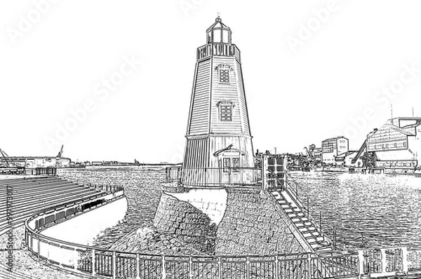 Fototapeta 堺燈台　線画