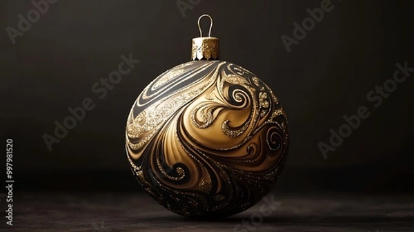 Obraz A Baroque-inspired Christmas ornament with swirling patterns and details