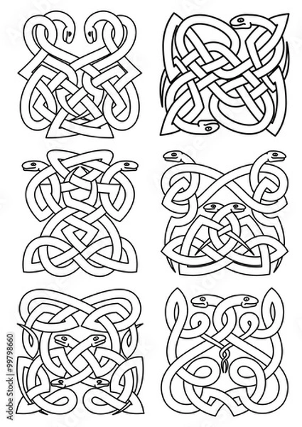 Obraz Gothic celtic snakes knot patterns