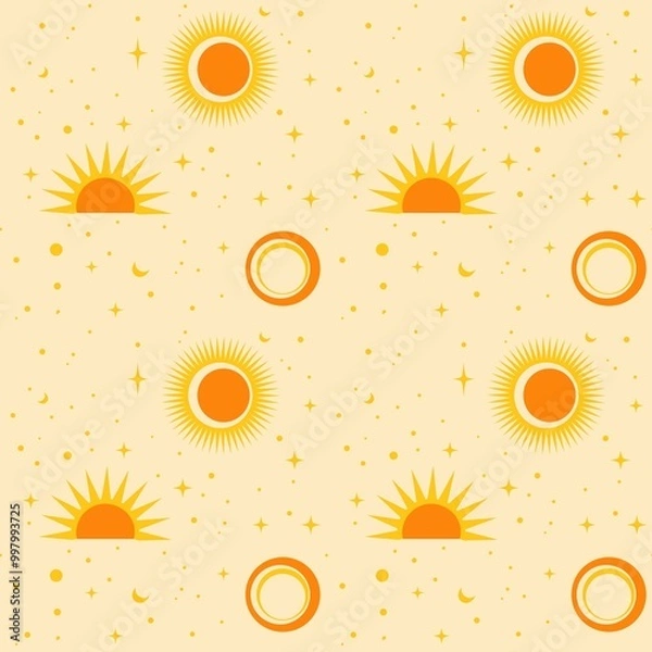 Obraz Flat design summer sun pattern