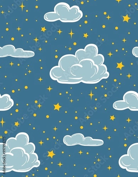Obraz Hand drawn sky background Holidays pattern