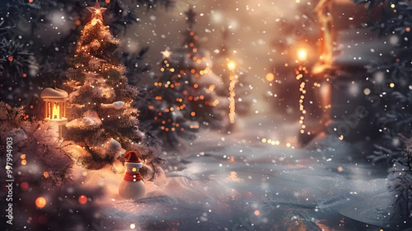 Fototapeta Beautiful bright Christmas background with copy space. AI Generated