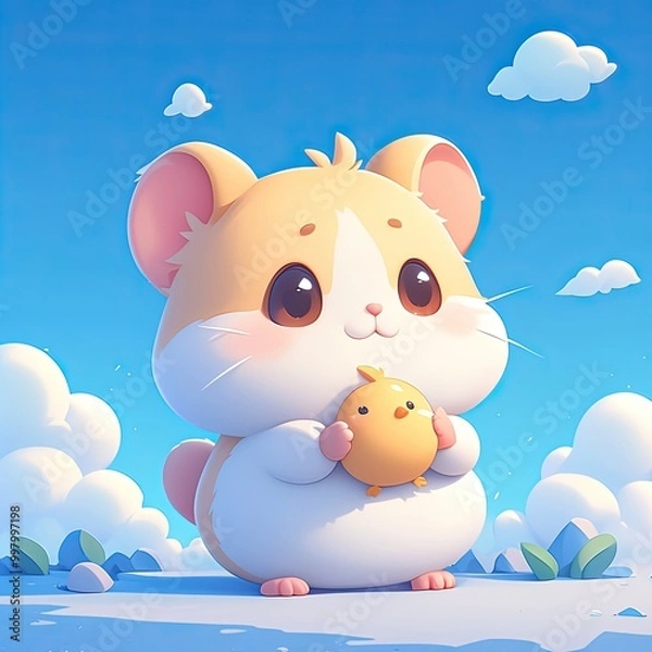 Fototapeta A hamster icon for game, casual style, vector graphics, in the style of casual game art, cartoon style, low poly