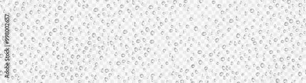 Obraz Seamless texture of Drops. Liquid clear droplet. Dew on glass surface. Realistic aqua pattern. vector illustration on transparent background
