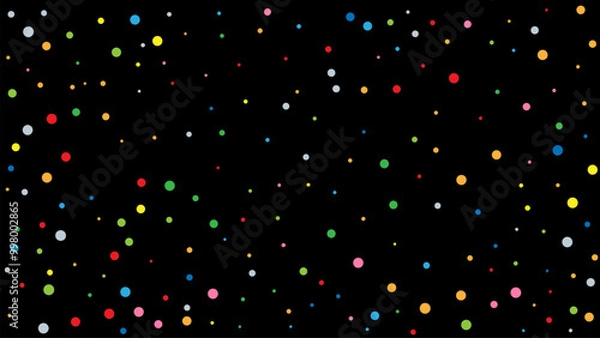 Obraz Colorful falling confetti on black background