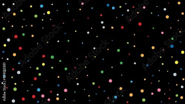 Obraz Colorful falling confetti on black background