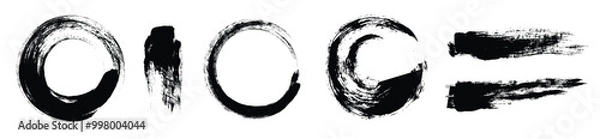 Fototapeta Vector set of brushes and circles drawn with a brush