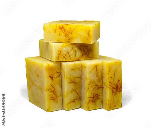 Obraz Saffron soap handmade white background
