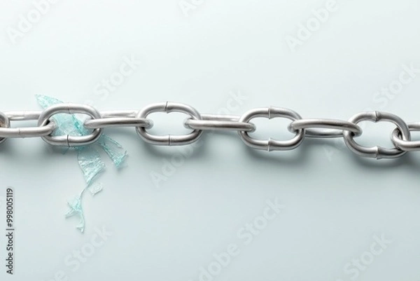 Obraz A chain with broken links lying flat representing the dismantling of trafficking networks.