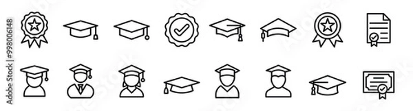 Obraz Graduation ceremony line vectors pack.