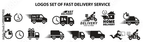 Obraz Logos set of fast delivery service