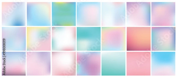 Obraz Mega pack of 20 blurred abstract background. Pastel tone color collection set. Hologram and fantasy art of color. Wallpaper and Texture concept. Vector illustration. Color trendy