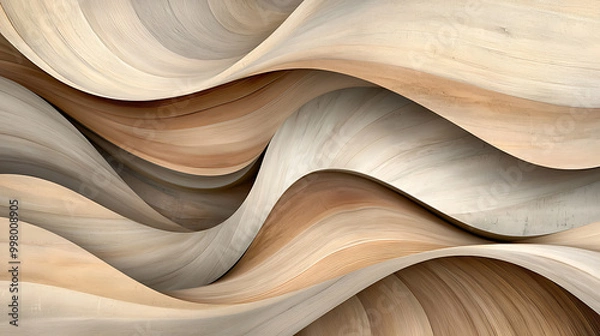 Fototapeta Abstract wave patterns in warm wood tones