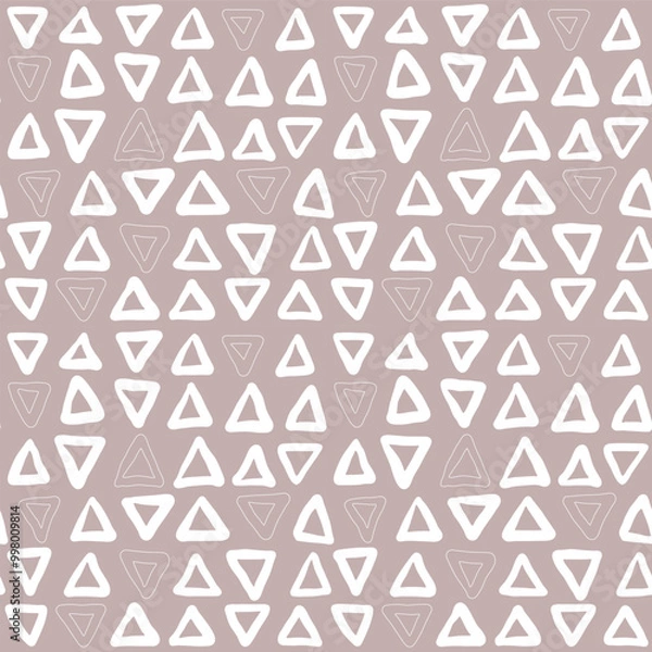 Obraz Hand-Drawn Abstract Triangle Seamless Pattern with Geometric Shapes in Neutral Tones in Vector Format for Digital and Print Projects