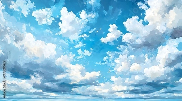 Fototapeta Stunning Cloudscapes in Various Styles: Nature's Sky in Realistic, Artistic, and Digital Views