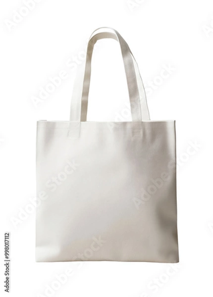Fototapeta A cream white tote bag mockup isolated on transparent background. PNG, cutout. The concept of environmental friendliness and refusal of plastic. 