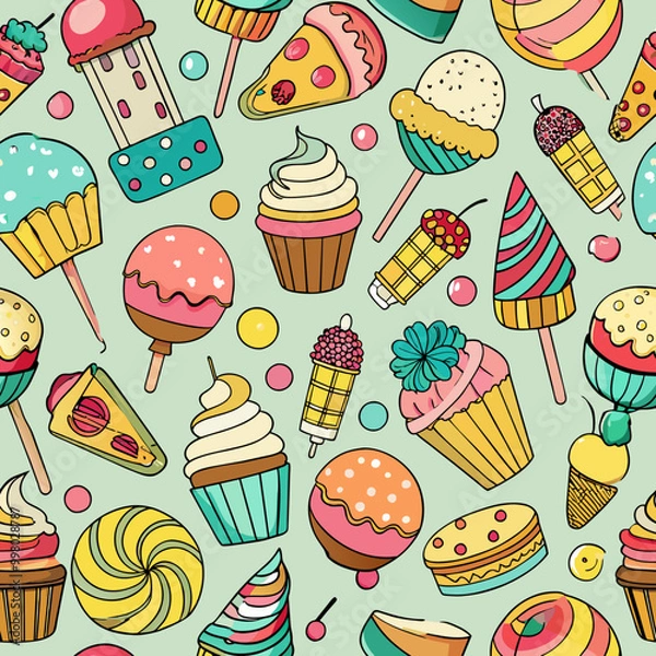 Fototapeta Vibrant Assortment of Sweets and Treats Colorful Pattern Design
