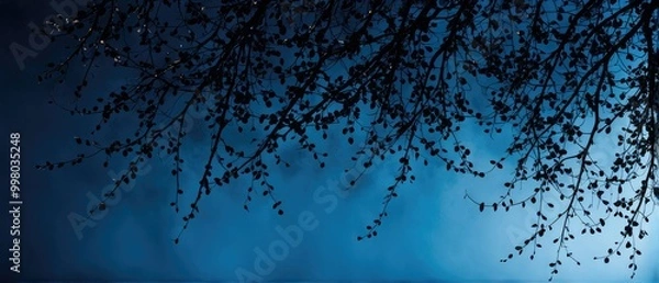 Obraz Silhouette of Tree Branches Against a Blue Sky