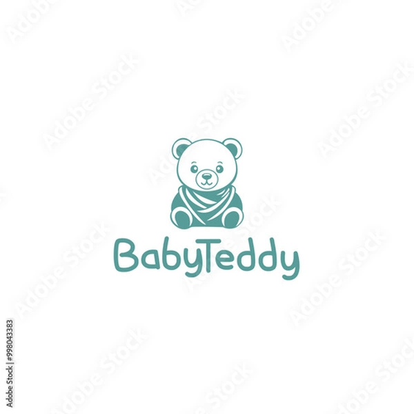 Fototapeta Baby Teddy Logo Design Template Vector EPS. Adorable baby teddy bear wearing clothes.