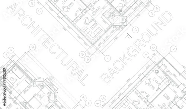 Obraz Architectural background. Vector blueprint. Detailed floor plans suburban house.