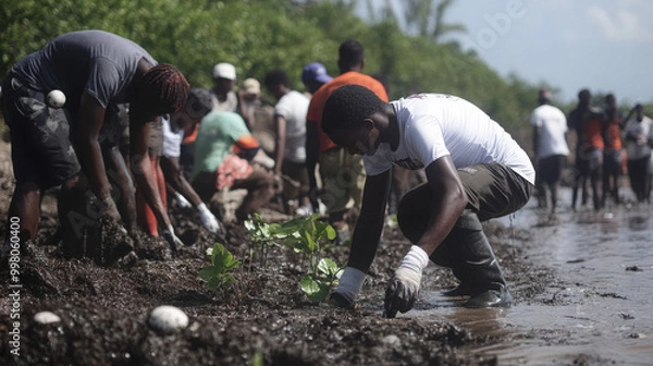 Obraz Forest restoring community project, people participate in community project to restore the forest and eco system